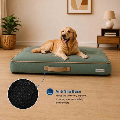 HANK CloudRest Premium Mattress Dog Bed | Anti Skid & Machine Washable (Sage Green)