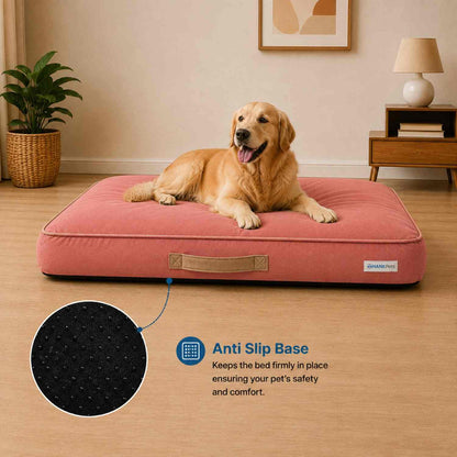 HANK CloudRest Premium Mattress Dog Bed | Anti Skid & Machine Washable (Pink)