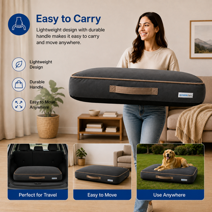 HANK CloudRest Premium Mattress Dog Bed | Anti Skid & Machine Washable ( Dark Grey)
