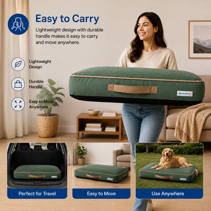 HANK CloudRest Premium Mattress Dog Bed | Anti Skid & Machine Washable (Sage Green)
