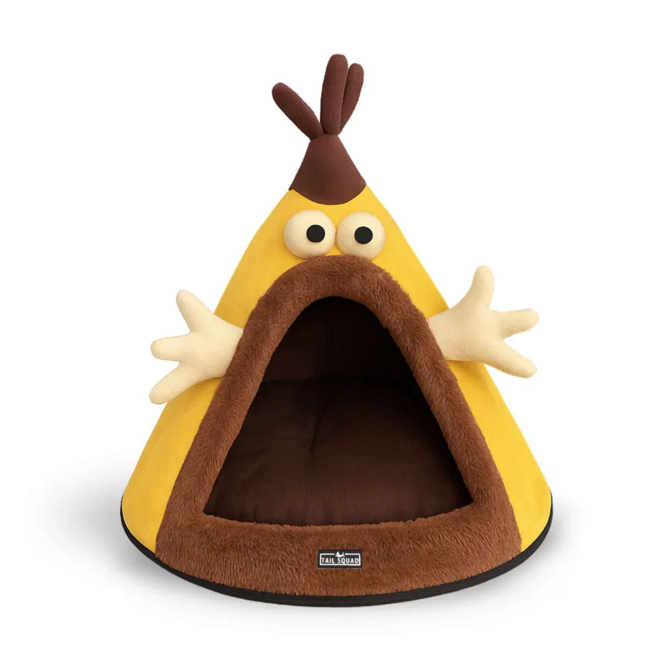 Washable Cozy Dog and Cat Cave Bed (Cartoon - Yellow)