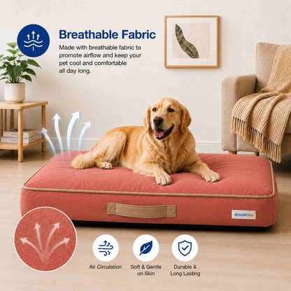 HANK CloudRest Premium Mattress Dog Bed | Anti Skid & Machine Washable (Pink)