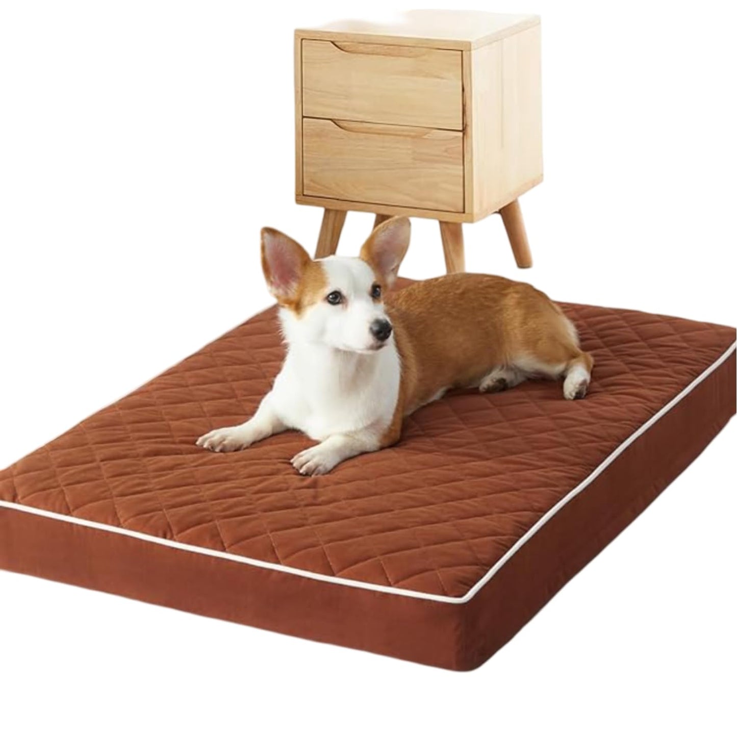 Orthopedic Memory Foam Dog Bed Waterproof Washable Anti-Slip Pet Bed (Brown)