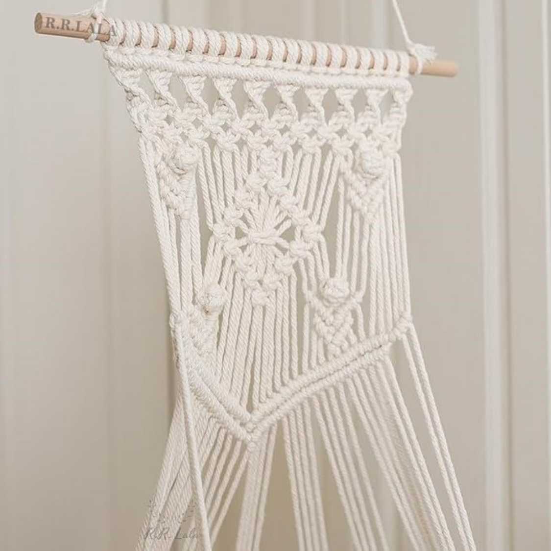 Handmade Macrame Long Cat Hammock  | Off White Without Pillow