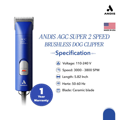 Andis eMERGE Wide Blade Cordless Pet Clipper | Professional Dog Grooming Clipper