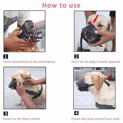Adjustable Leather Dog Muzzle | Anti-Bite & Anti-Bark Control