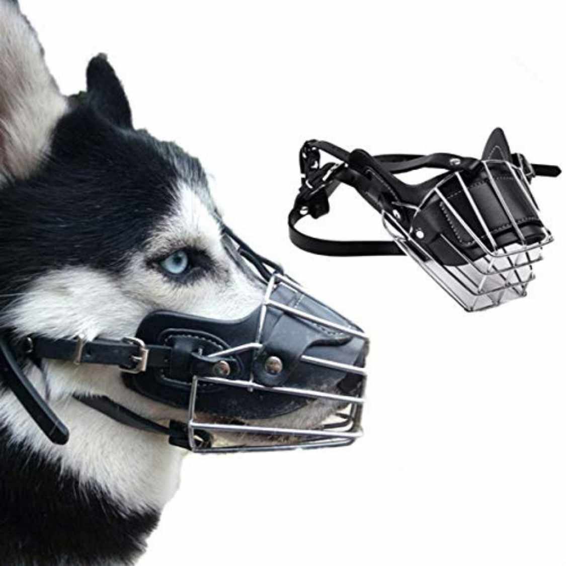 Dog Muzzle Wire Basket | Durable Iron with Leather Strap