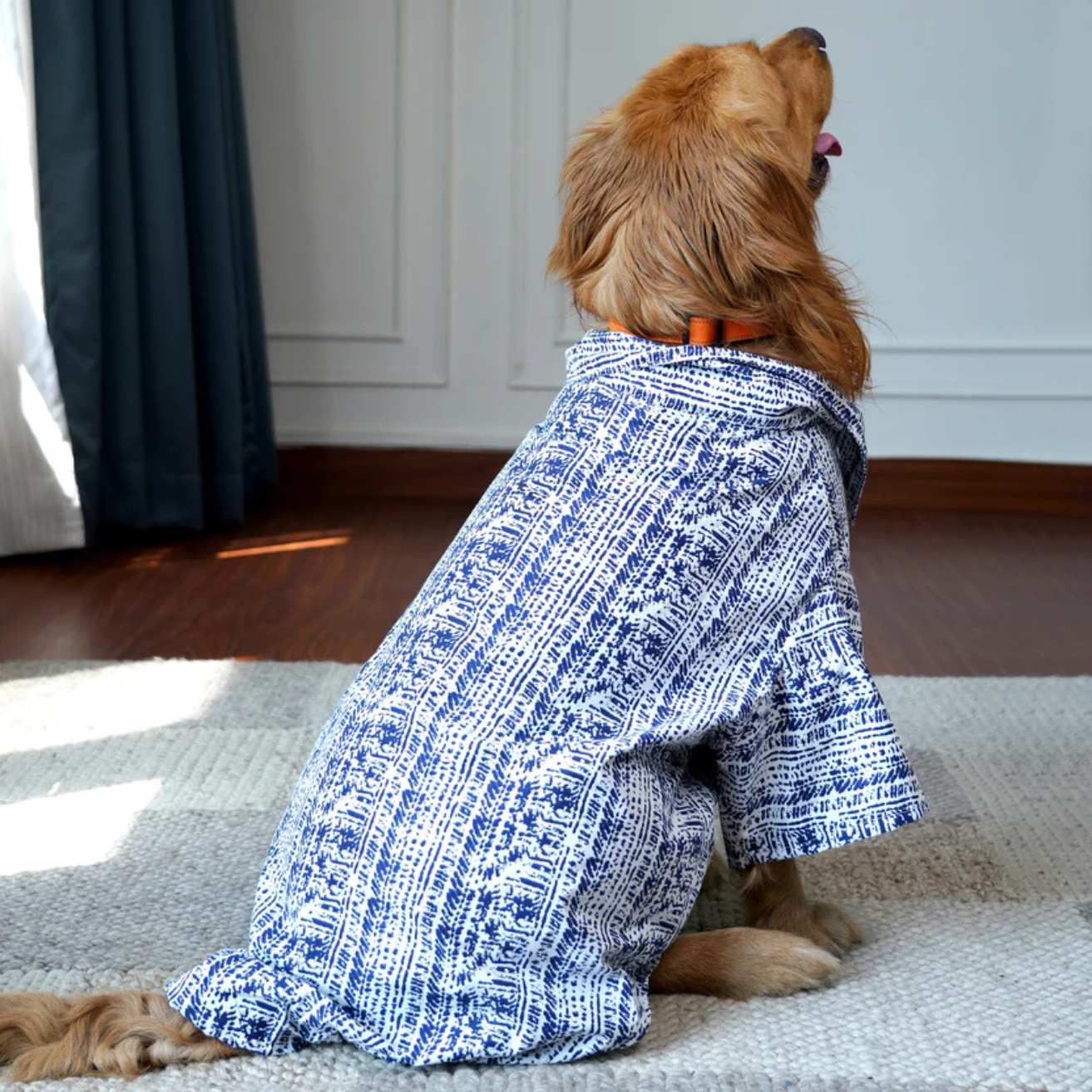 Designer Blue Dog Shirt | Cotton Casual Pet Wear