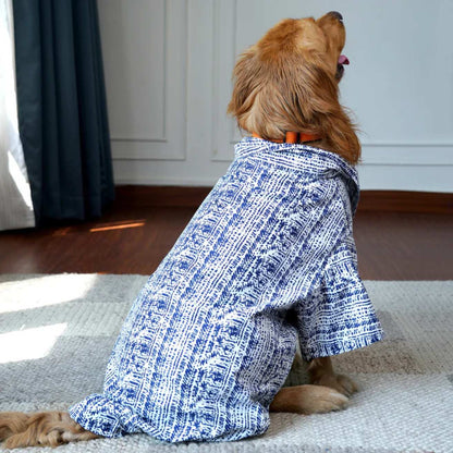 Designer Blue Dog Shirt | Cotton Casual Pet Wear