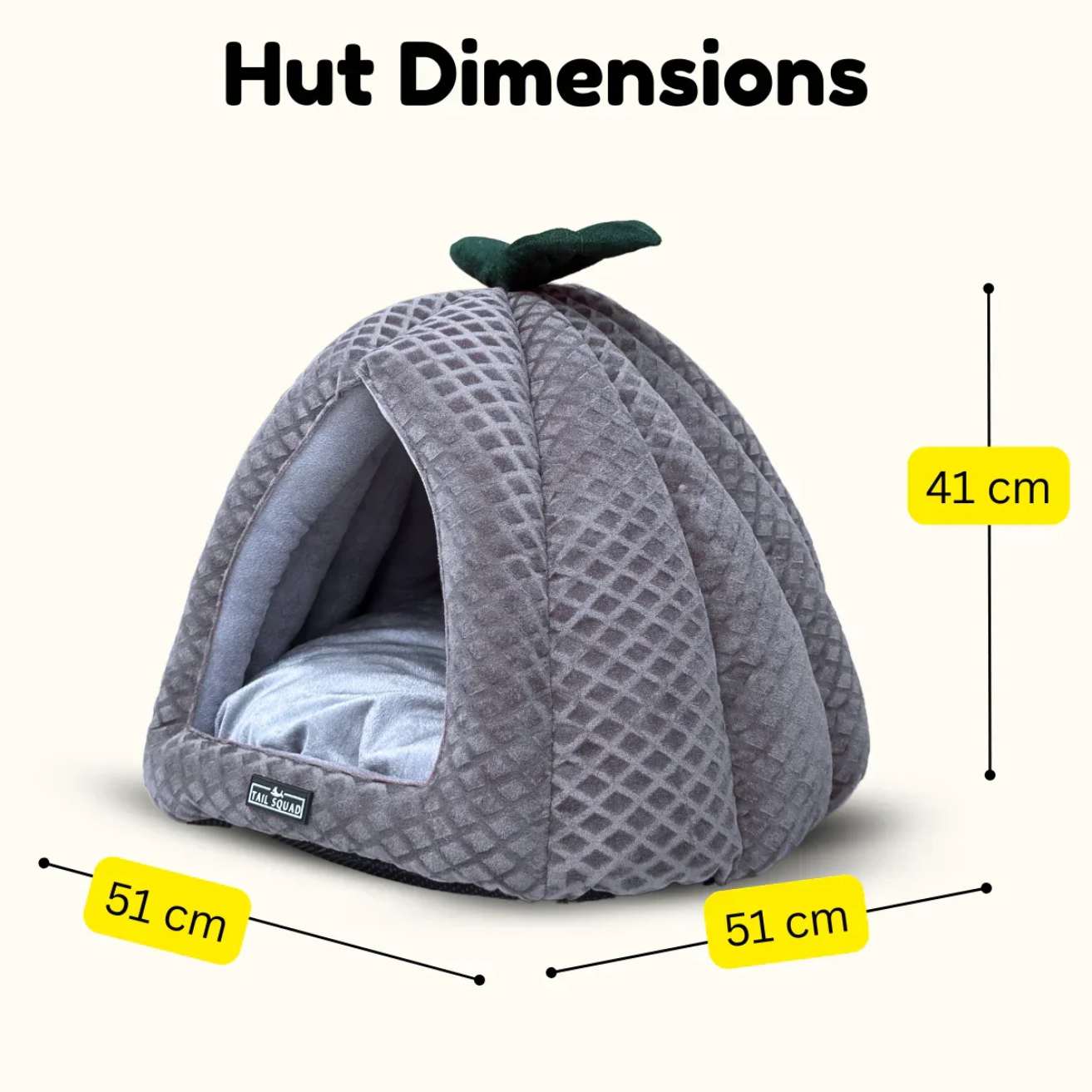 Premium Soft Pumpkin-Shaped Cat & Dog Hut (Grey)