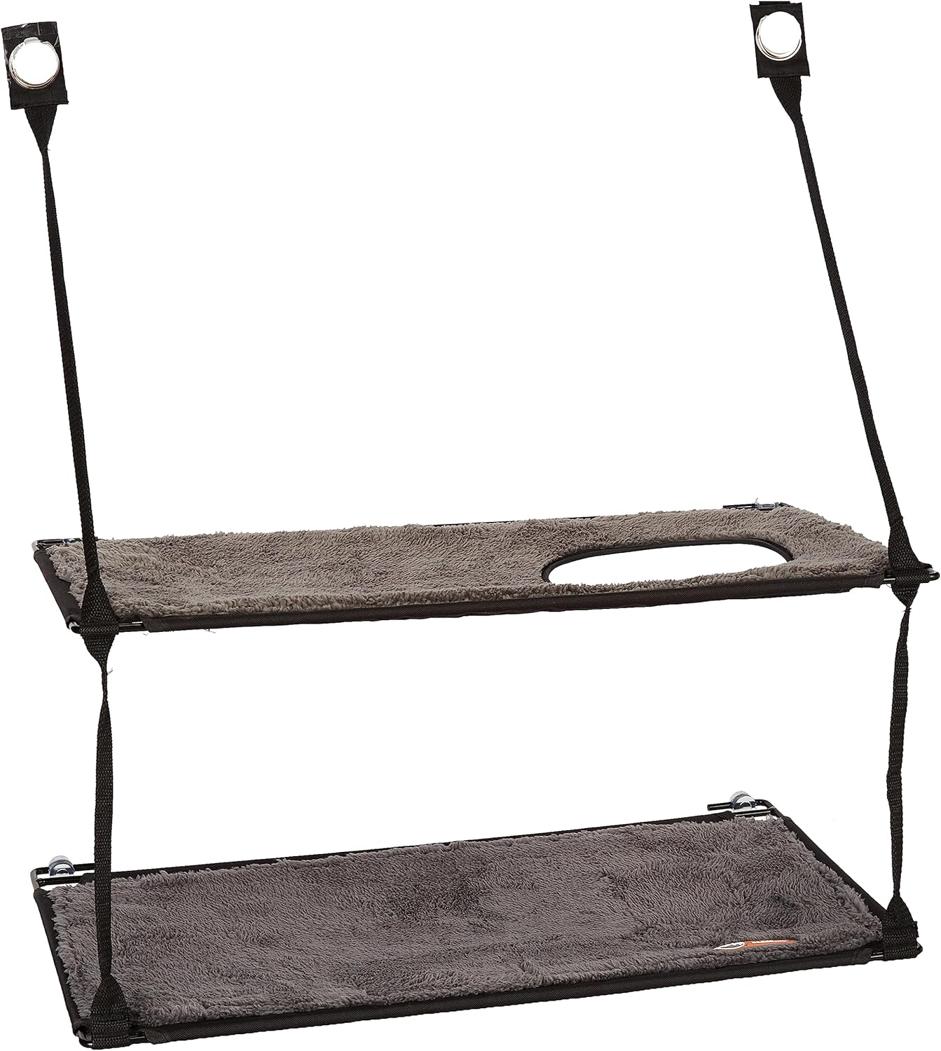 Double Stack Cat Window Perch Hammock Bed | Suction Mount Kitty Sill Seat Gray 12x23 Inch