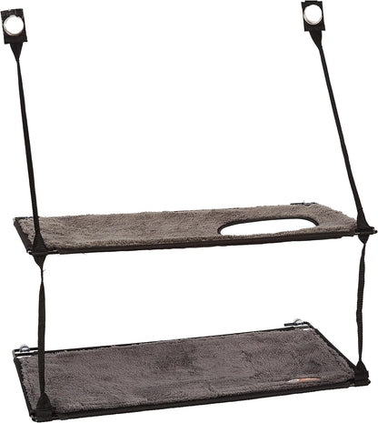 Double Stack Cat Window Perch Hammock Bed | Suction Mount Kitty Sill Seat Gray 12x23 Inch