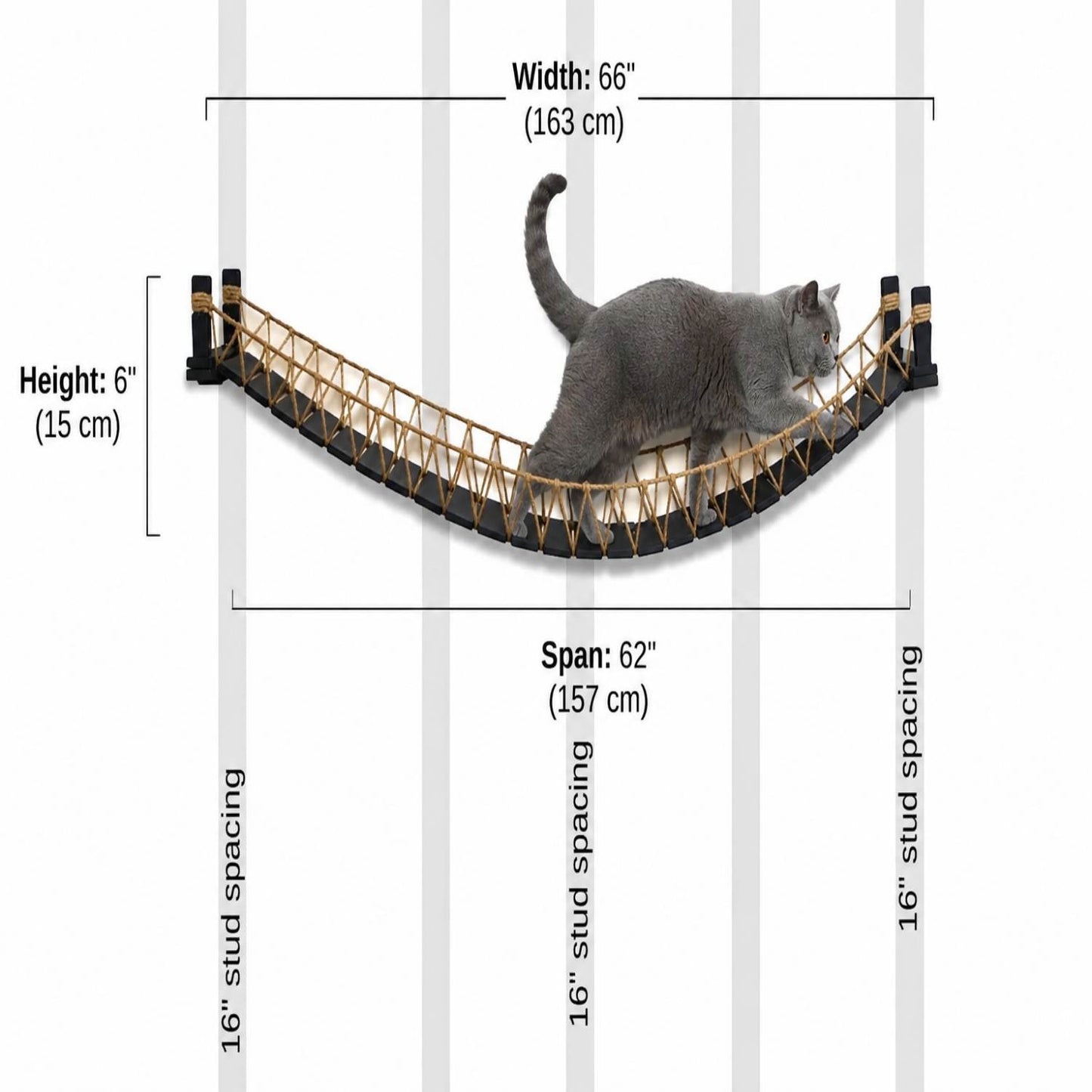 Feline Pathways Cat Bridge | Wall Mounted Cat Bridge, Cat Climbing Shelf (Black)