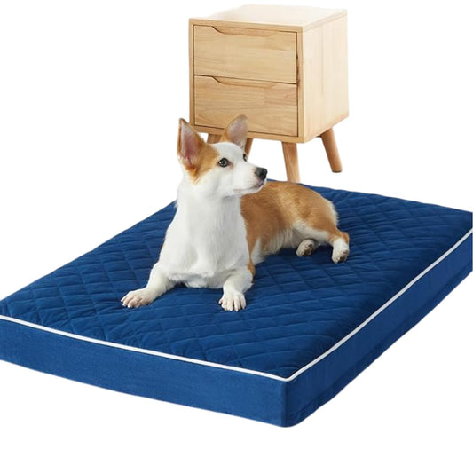 Orthopedic Memory Foam Dog Bed Waterproof Washable Anti-Slip (Blue)