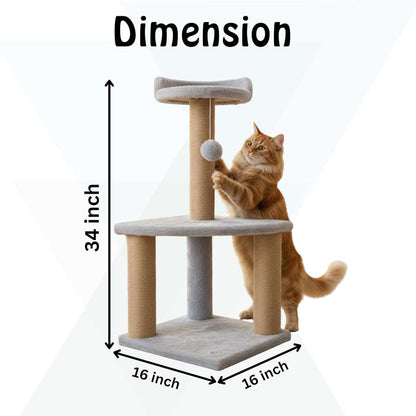 Soft Fur Cat Tree with Sisal Scratching Post – (Height 32 Inch)