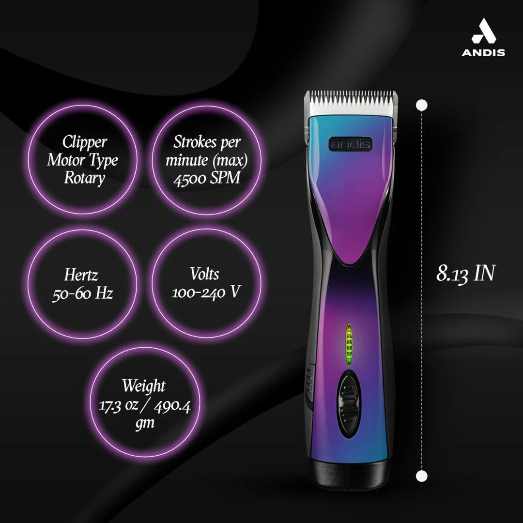 Andis Pulse ZR II Purple Galaxy Pet Clipper | Rechargeable Cordless Grooming Clipper