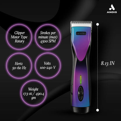 Andis Pulse ZR II Purple Galaxy Pet Clipper | Rechargeable Cordless Grooming Clipper