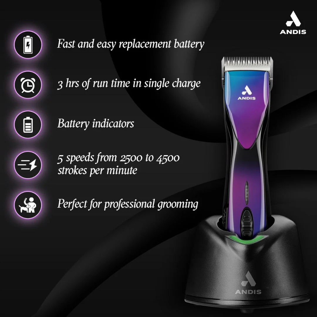 Andis Pulse ZR II Purple Galaxy Pet Clipper | Rechargeable Cordless Grooming Clipper