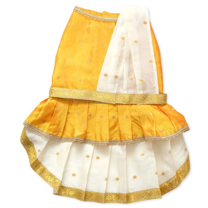 Dog Dress With Dupatta | Pet Festive Wear for Events - Yellow