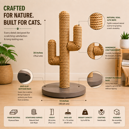 Desert Oasis Cactus Cat Scratcher – 30 Inch Sisal Post