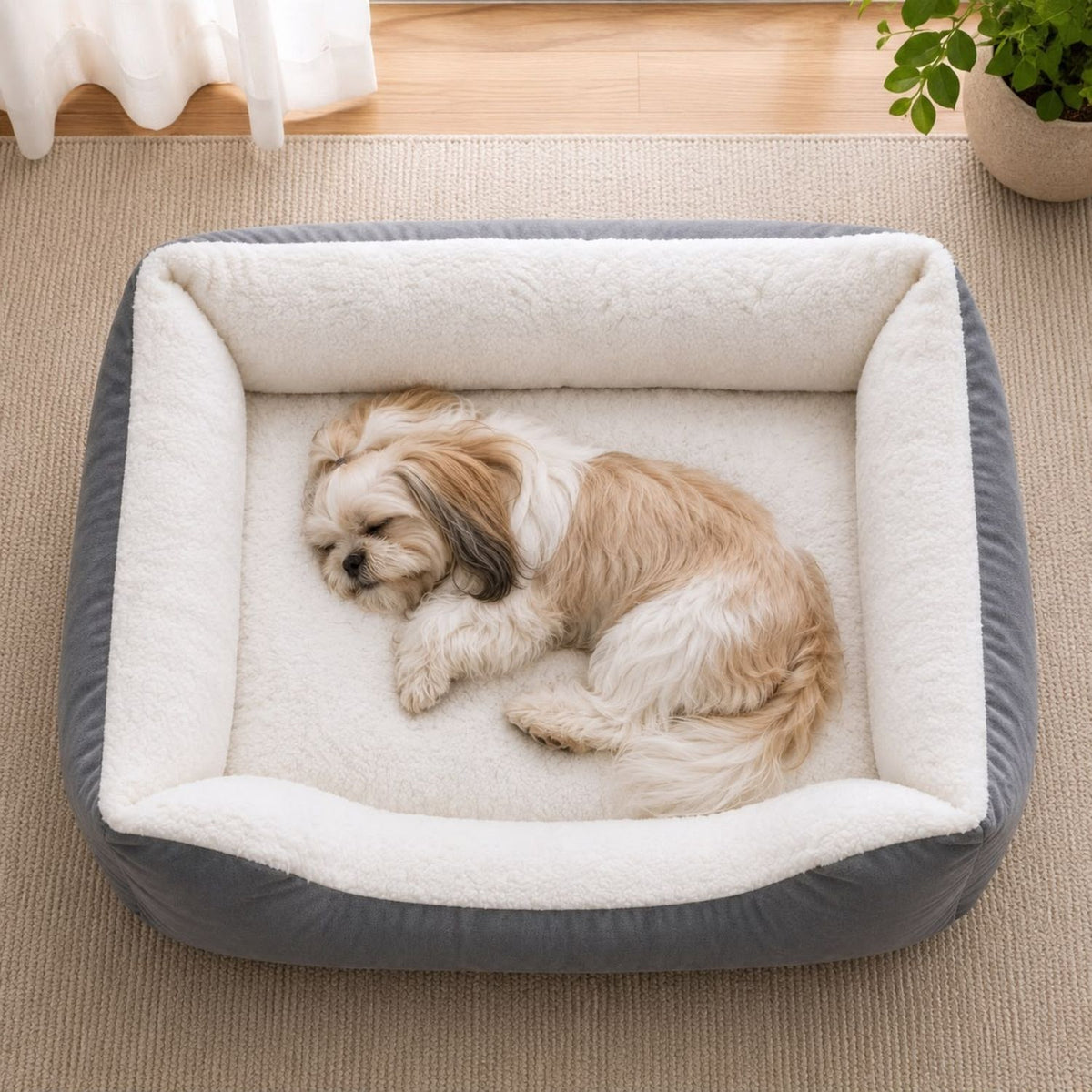 Grey Comfort Pet Bed | Soft, Machine Washable & Anti-Skid Base