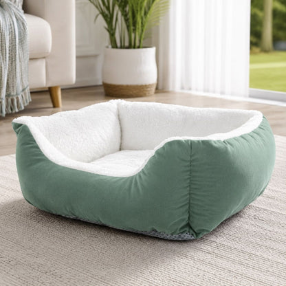 Green Comfort Pet Bed | Soft, Machine Washable & Anti-Skid Base