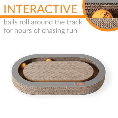 Cat Window Hammock Bed | Scratcher Pad & Ball Track Toy for Indoor Cats (14" x 24")