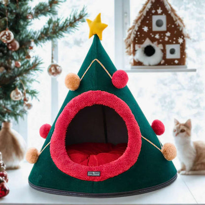 Washable Cozy Dog & Cat Cave Bed (X-mas)