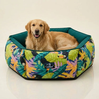 Washable Dog Bed with Raised Sides | Soft Cushioned Pet Bed for Dogs Floral