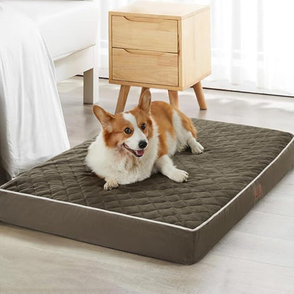 Orthopedic Memory Foam Dog Bed Waterproof Washable Anti-Slip Large Pet Bed (Dark Green )
