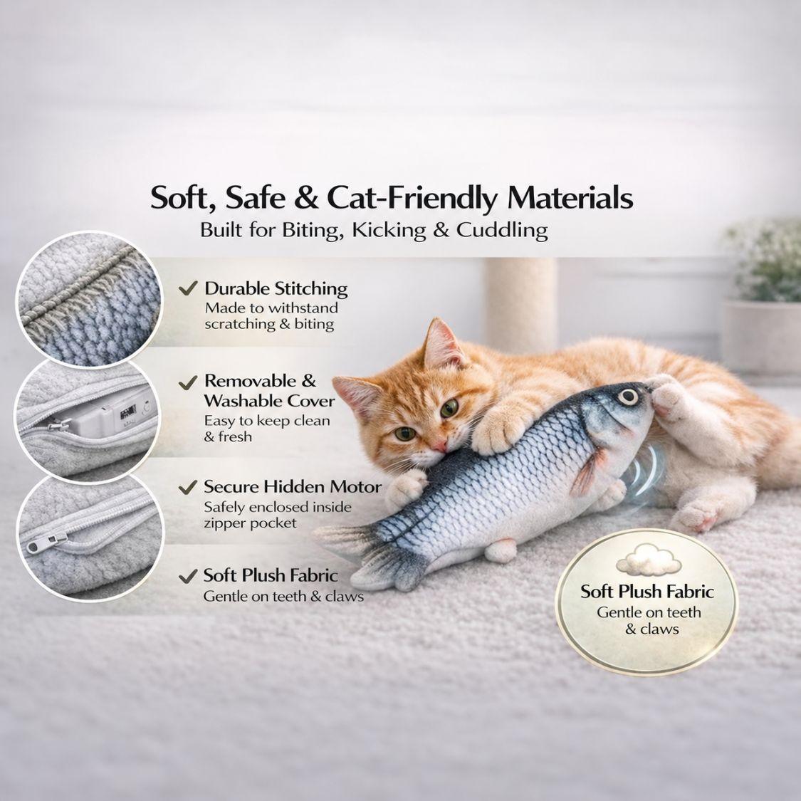Flopping Fish Cat Toy | Rechargeable Interactive Indoor Cat Toy