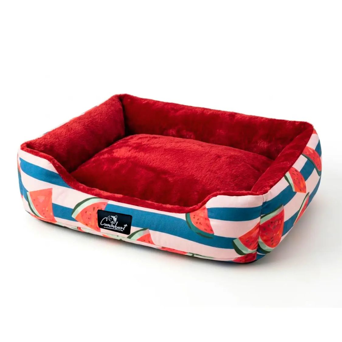Washable Printed Dog Bed with Raised Sides & Removable Cover - Watermelon Bliss