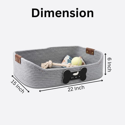 Pet Sleeping Basket | Large Woven Bed with Raised Sides for Cats & Dogs
