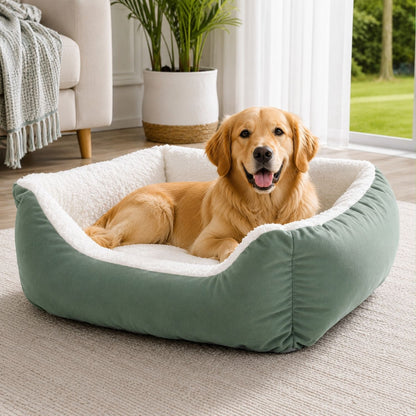 Green Comfort Pet Bed | Soft, Machine Washable & Anti-Skid Base