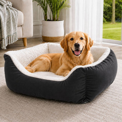 Black Comfort Pet Bed | Soft, Machine Washable & Anti-Skid Base