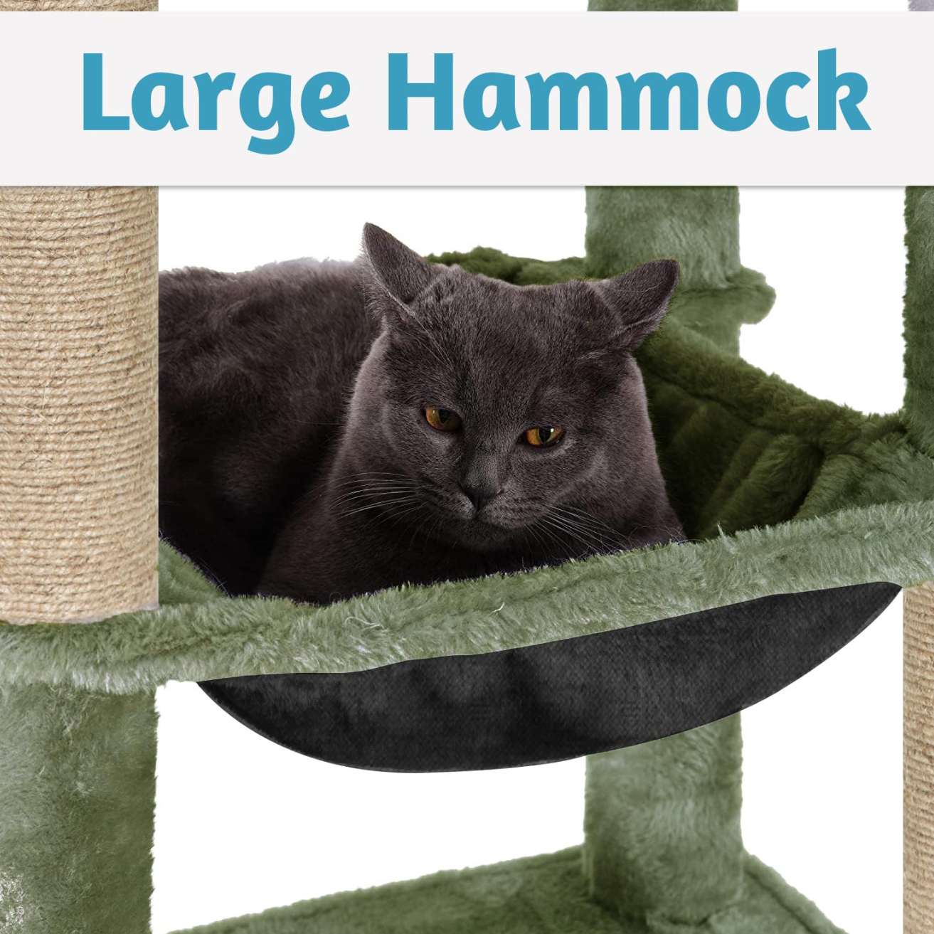 Climbing Tower Activity Cat Tree - Fur Fabric | Top Bed | Hammocks | Condo | Multiple Seats | Jute Rope Scratching Posts | for Adult Cats & Kittens (Height 70 Inch)