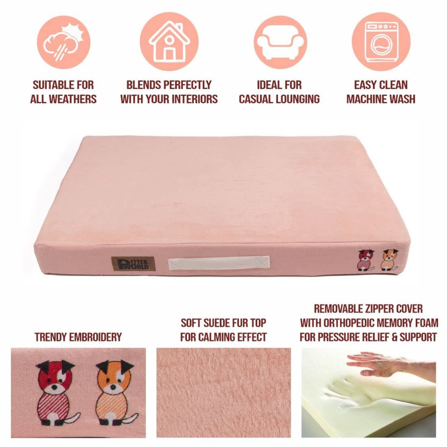 Orthopedic Dog Bed Mattress - All Weather Soft Fur Pet Bed - Washable