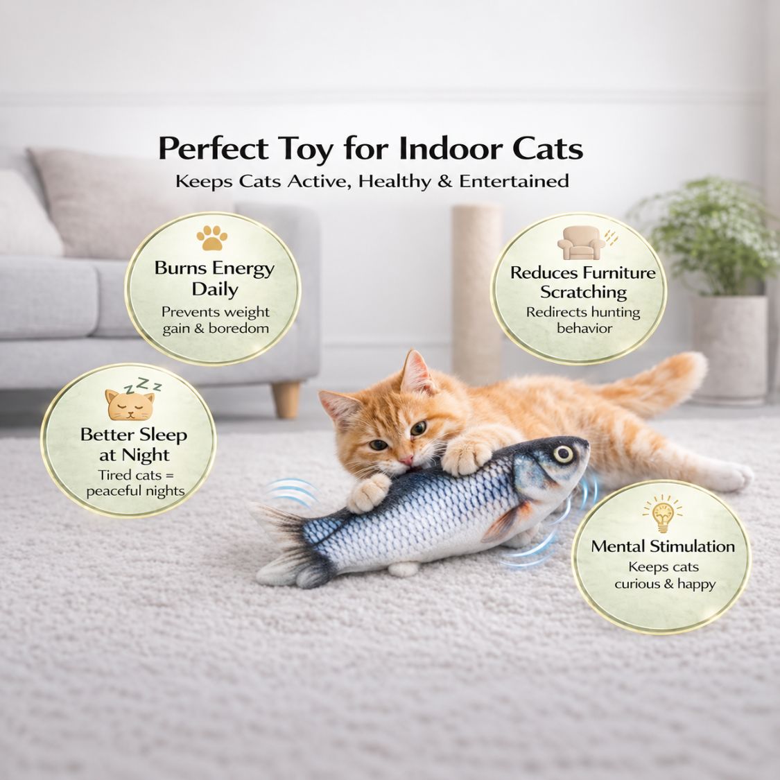 Flopping Fish Cat Toy | Rechargeable Interactive Indoor Cat Toy
