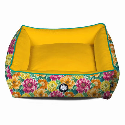 mustard floral pet lounger
