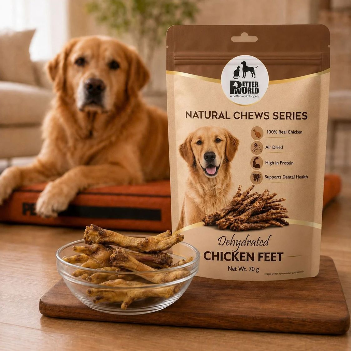 Dehydrated Chicken Feet for Dogs | Natural Dog Crunchy Treats 70g