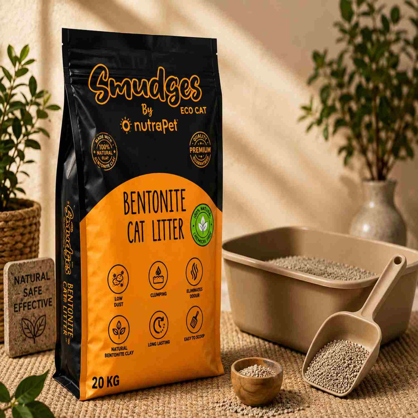 Smudges Eco Bentonite Cat Litter 20kg | Clumping & non scented