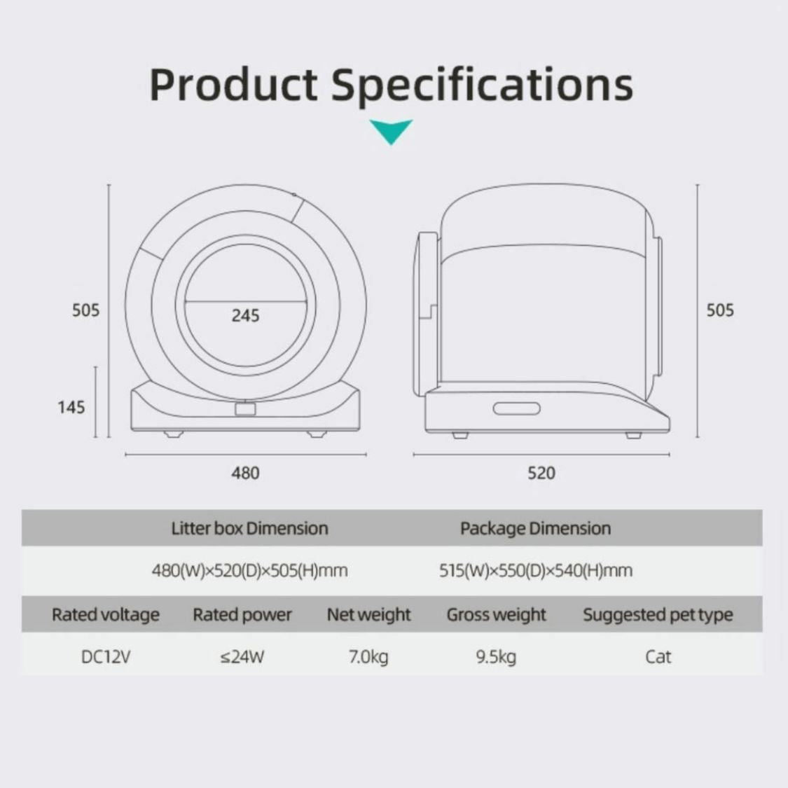 Automatic Cat Litter Box with Smart Sensors - Self Cleaning & Odor Management