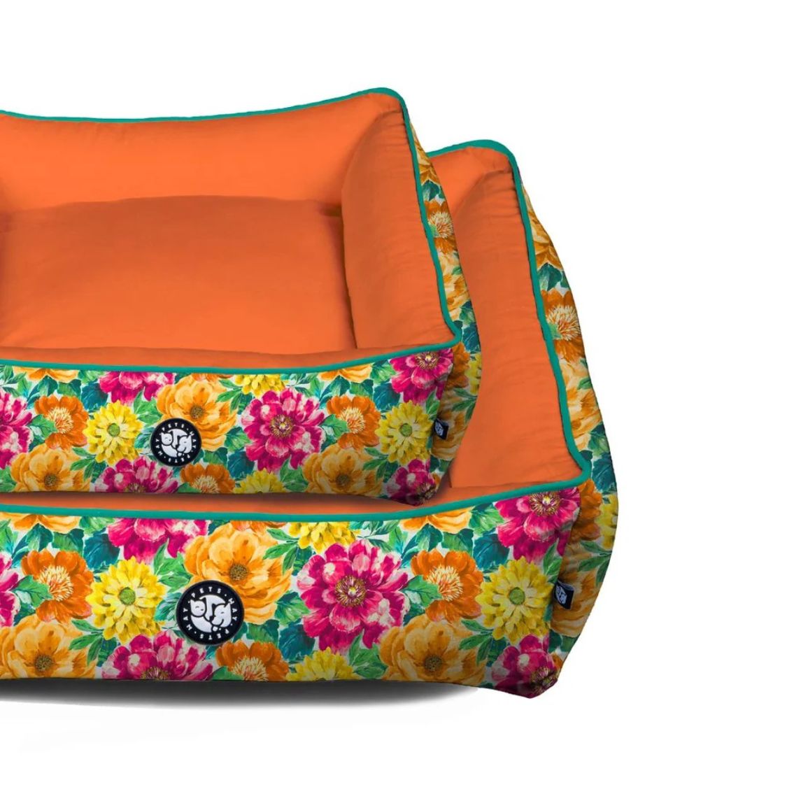 orange cushioned pet bed