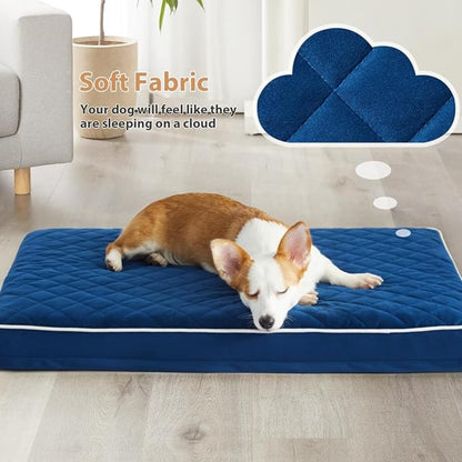 Orthopedic Memory Foam Dog Bed Waterproof Washable Anti-Slip (Blue)