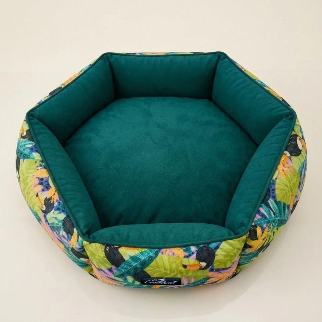 Washable Dog Bed with Raised Sides | Soft Cushioned Pet Bed for Dogs Floral