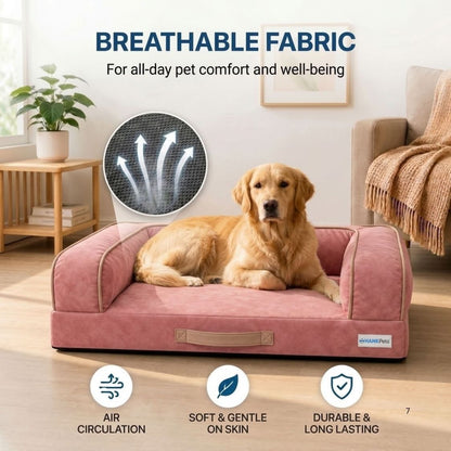 HANK CozyHaven Premium Orthopedic Sofa Dog Bed | Anti Skid & Machine Washable(Pink)
