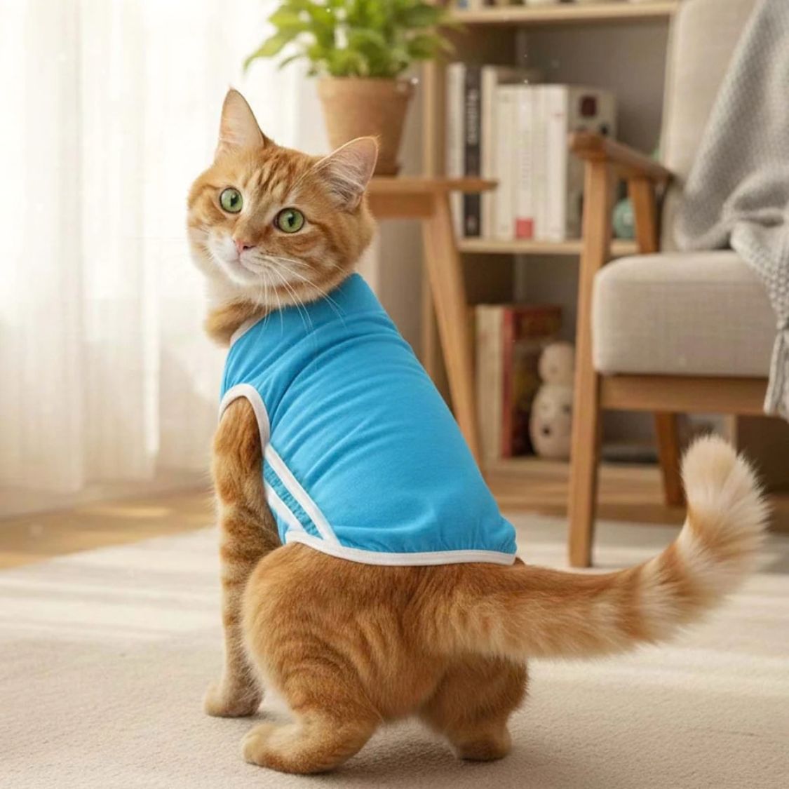 Cat T-Shirt | Pet Breathable T-Shirt for Stylish Daily Comfort - Dive In Stripes