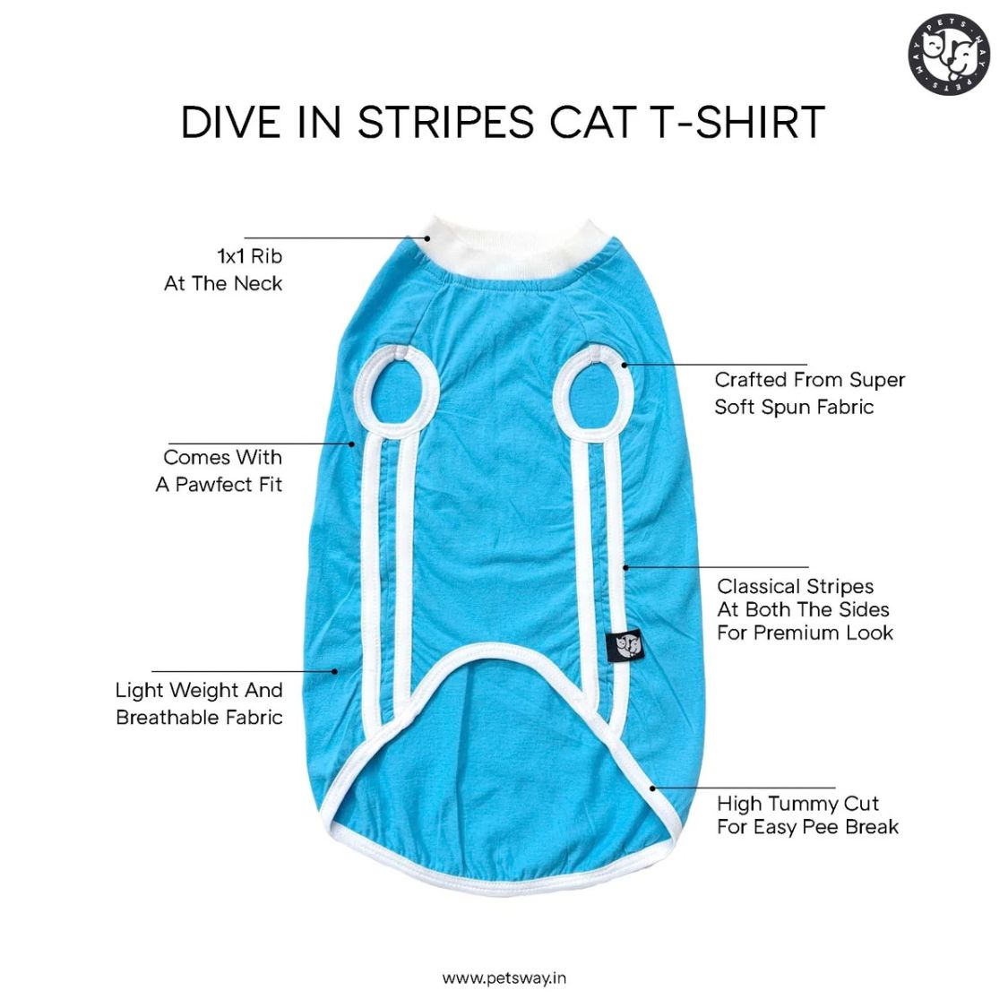 Cat T-Shirt | Pet Breathable T-Shirt for Stylish Daily Comfort - Dive In Stripes