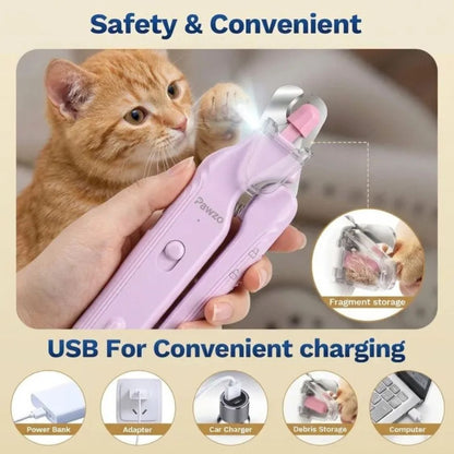 Dog Nail Grinder | Dog Nail Clipper with LED USB Rechargeable 2-in-1 Pet Nail Trimmer for Dogs & Cats