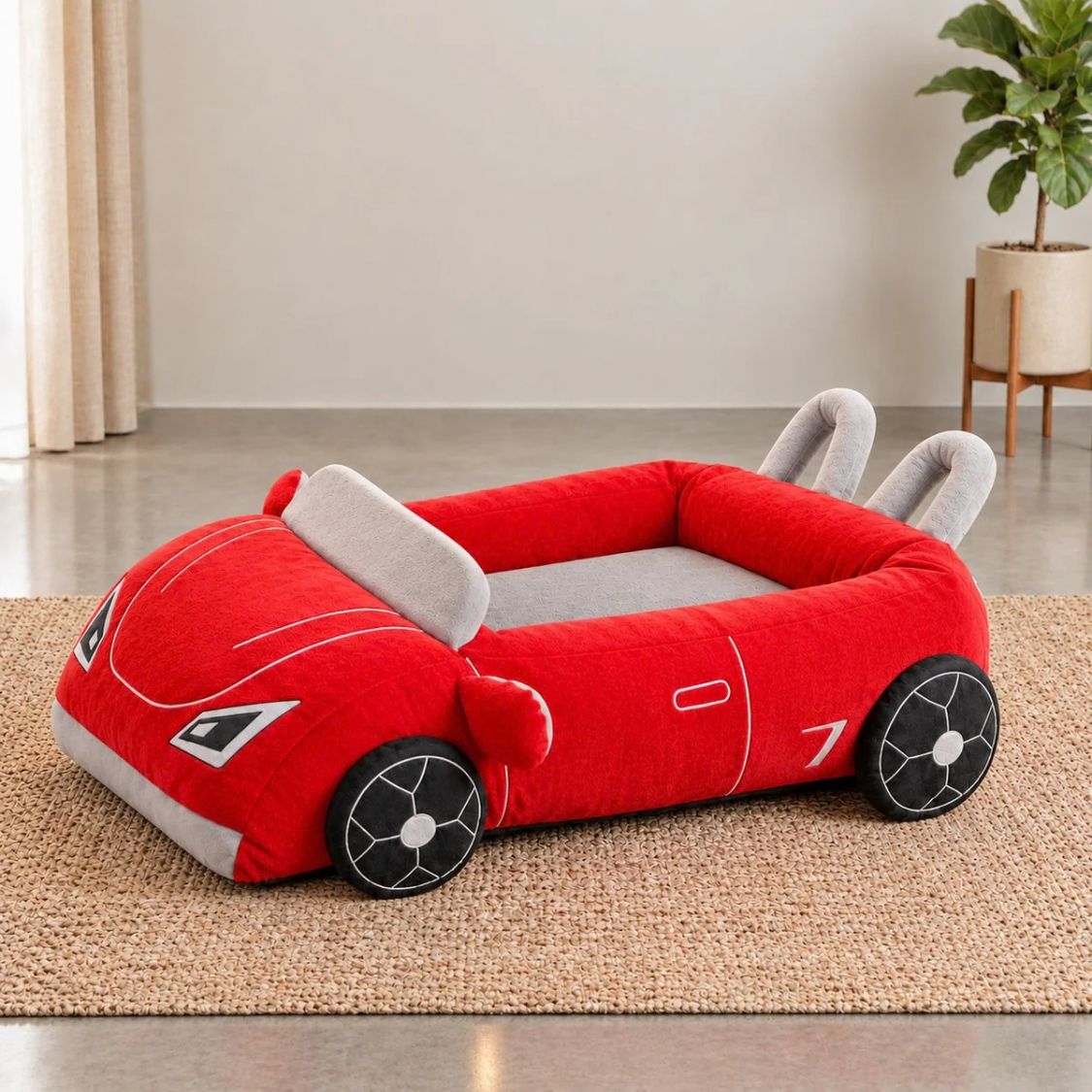 Dog Bed Sports Car  | Puppy Comfort Bed Furr-ari for Small Breeds - Red
